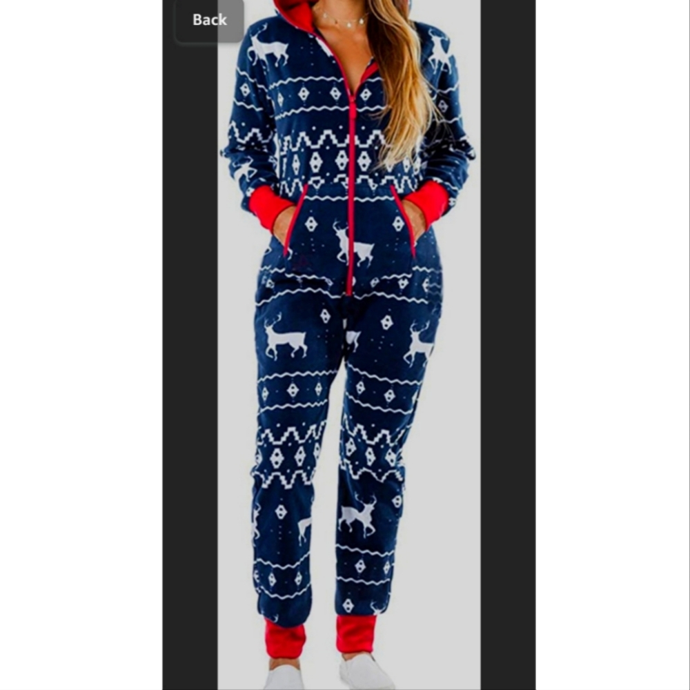 Fairisle Women's Christmas Onsie | Blue White Res